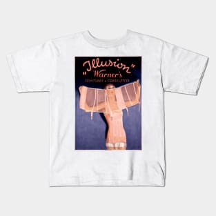 Warner Illusion Corsets - Vintage French Advertising Poster Design Kids T-Shirt